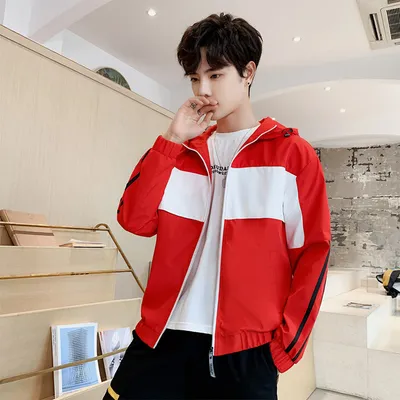Loose Hooded Stitching Contrast Color Japanese Functional Wind Jacket