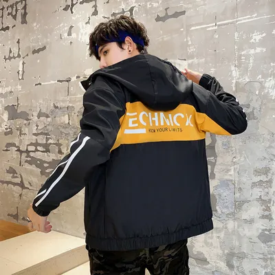 Loose Hooded Stitching Contrast Color Japanese Functional Wind Jacket