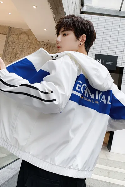 Loose Hooded Stitching Contrast Color Japanese Functional Wind Jacket