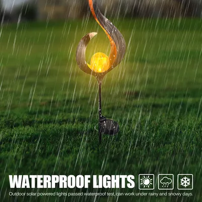 LED Solar Flame Light Metal LED Garden Light Flame Effect Lamp Waterproof Outdoor Lights Landscape Lights Solar Decorative Light