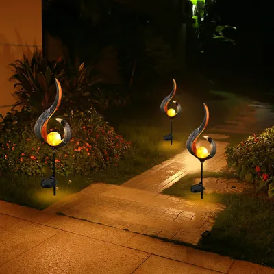 LED Solar Flame Light Metal LED Garden Light Flame Effect Lamp Waterproof Outdoor Lights Landscape Lights Solar Decorative Light