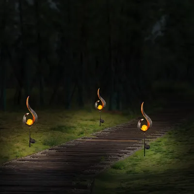 LED Solar Flame Light Metal LED Garden Light Flame Effect Lamp Waterproof Outdoor Lights Landscape Lights Solar Decorative Light
