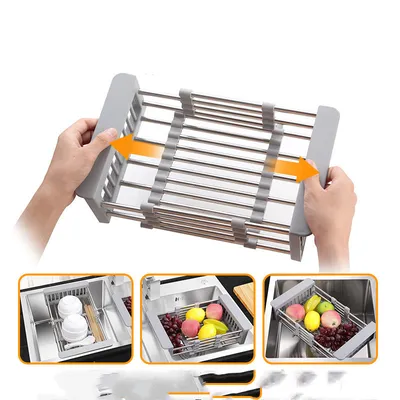 Stainless Steel Sink Drain Basket Retractable