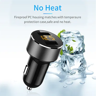 Dual Port Smart Digital Display For Car Charger