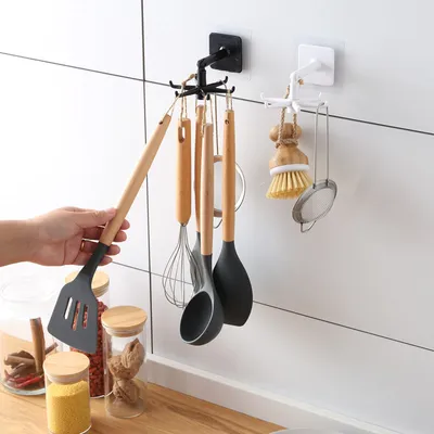 Six-Claw Rotating Hook Multifunctional Strong Viscose Wall Household Kitchen Wall Hanging Storage Free Punching Creative Glue Hook