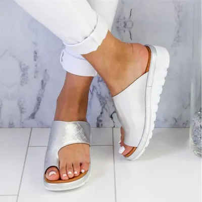 صنادل نسائية جديدة أحذية نسائية مريحة بمنصة مريحة مع نعل مسطح ومصحح نتيم عظمي بلس مقاس 35-43 أحذية كاجوال نسائية