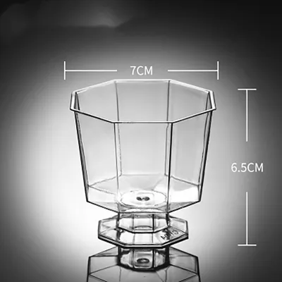 Red Wine High-foot Disposable Hard Plastic PS Cup With Lid Transparent Octagonal