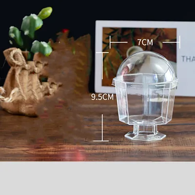 Red Wine High-foot Disposable Hard Plastic PS Cup With Lid Transparent Octagonal