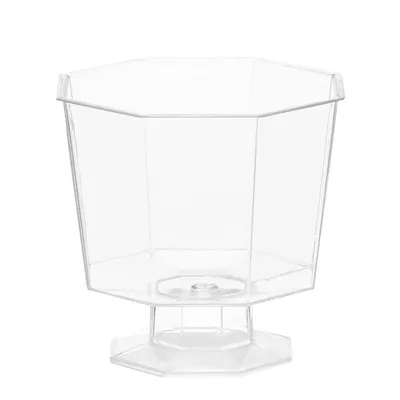 Red Wine High-foot Disposable Hard Plastic PS Cup With Lid Transparent Octagonal