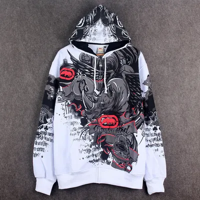 Fashionable Men's Graffiti Hooded Jacket