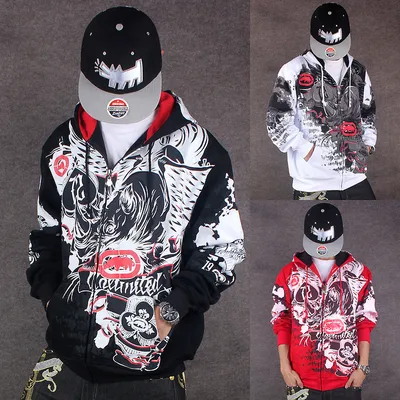 Fashionable Men's Graffiti Hooded Jacket