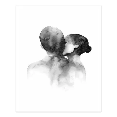 Black And White Romantic Hand In Hand Abstract Decorative Painting Core Canvas Painting