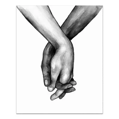 Black And White Romantic Hand In Hand Abstract Decorative Painting Core Canvas Painting