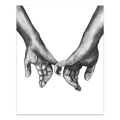 Black And White Romantic Hand In Hand Abstract Decorative Painting Core Canvas Painting