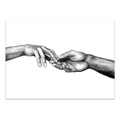 Black And White Romantic Hand In Hand Abstract Decorative Painting Core Canvas Painting
