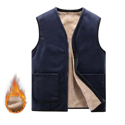 Thick Men's Fleece Waistcoat Vest Warm Vest Jacket