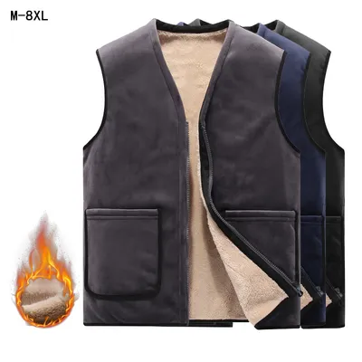Thick Men's Fleece Waistcoat Vest Warm Vest Jacket