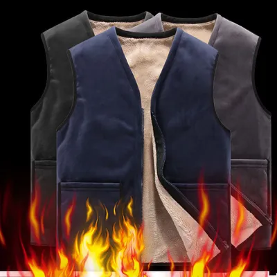 Thick Men's Fleece Waistcoat Vest Warm Vest Jacket