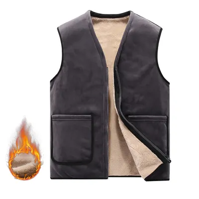 Thick Men's Fleece Waistcoat Vest Warm Vest Jacket
