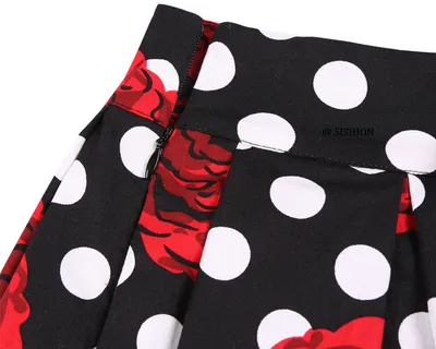 Women's  Polka Dot Print Skirt, Retro Cotton Suit, Harajuku Style, Pleated Skating Skirt