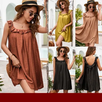 Loose Solid Color Super Fairy Dress With Wood Ears