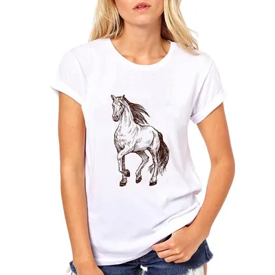 A Horse Round Neck European And American Short Sleeves