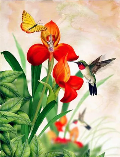 Flower And Bird Crafts, Digital Painting, Painting On Canvas, Hand-painted Art Painting