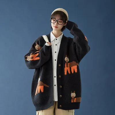 Cardigan Jacket Autumn And Winter All-match Knitted Jacket Pullover