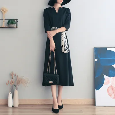 Mother Dress Summer French Black Temperament Long Skirt Retro
