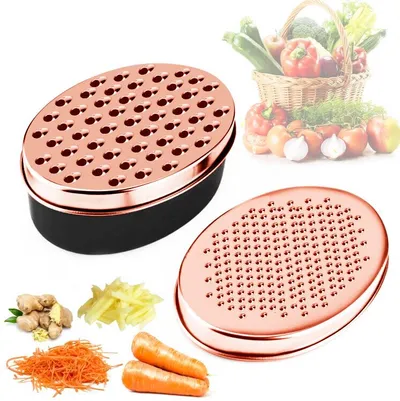 Rose Gold Brass Double-sided Cheese Planer Oval Box Cheese Planer Vegetable Planer Lunch Box Planer Grater