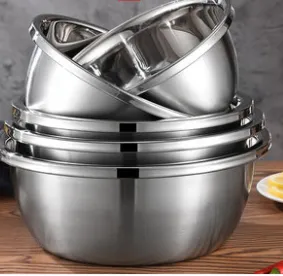 Food Grade 304 Stainless Steel Basin Household Kitchen Egg Beating Baking And Basin Washing Vegetables, Rice, Draining, Draining Soup Basin