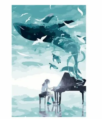 DIY Digital Painting Children Whale Animal By Number Painting Home Wall Decoration Crafts