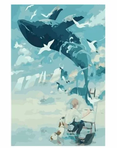 DIY Digital Painting Children Whale Animal By Number Painting Home Wall Decoration Crafts