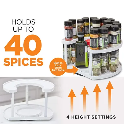 Kitchen Rotating Adjustable Double-layer Condiment Bottle Storage Rack Shelf