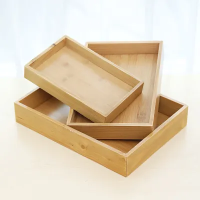 Retro Wooden Rectangular Bamboo Tray, Home Storage, Restaurant, Fruit Tray, Tea Tray