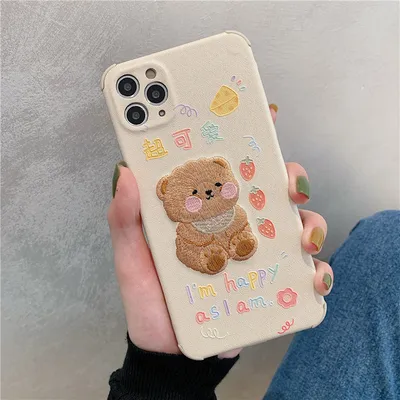 Compatible with Apple , Cute Cartoon Mobile Phone Case Exquisite Embroidery Mobile Phone Case Protective Cover Lens Protection