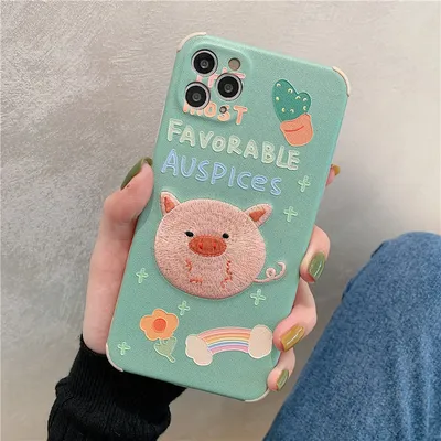 Compatible with Apple , Cute Cartoon Mobile Phone Case Exquisite Embroidery Mobile Phone Case Protective Cover Lens Protection