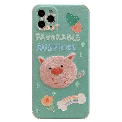 Compatible with Apple , Cute Cartoon Mobile Phone Case Exquisite Embroidery Mobile Phone Case Protective Cover Lens Protection