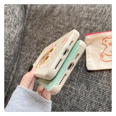 Compatible with Apple , Cute Cartoon Mobile Phone Case Exquisite Embroidery Mobile Phone Case Protective Cover Lens Protection