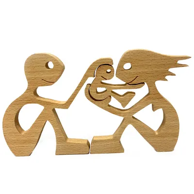 Lovers Heart-shaped Wooden Ornaments, Loving Family, Wooden Crafts, Holiday Decorations