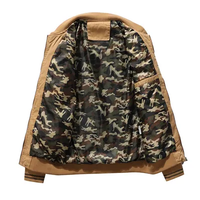 Men's Solid Color Cotton Jacket Striped Fall Winter Stand Collar Jacket