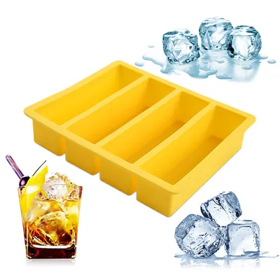 Food Grade Black Yellow Spot 4 Lattice Ice Tray Rectangular Ice Cube Mould