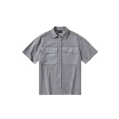 BONELESS Qin Xiaoxian The same thin suede basic patch pocket short-sleeved shirt Tide brand simple loose shirt