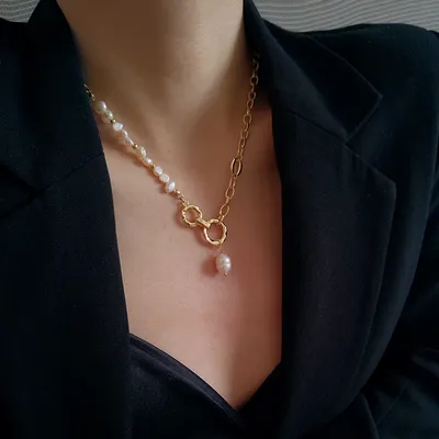 Necklace Female Pearl Temperament Clavicle Chain Personality Sweater Chain Accessories