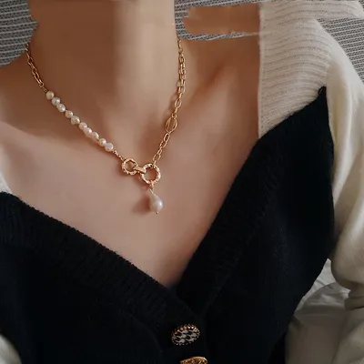 Necklace Female Pearl Temperament Clavicle Chain Personality Sweater Chain Accessories