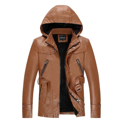 Foreign Trade Autumn And Winter New Style PU Leather Men's Mid-length Style