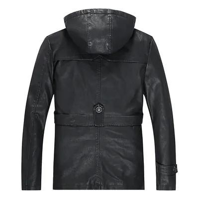 Foreign Trade Autumn And Winter New Style PU Leather Men's Mid-length Style