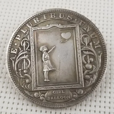 Crafts American Homeless Love Girl GIRL BALLOON Morgan Silver Dollar Commemorative Coin