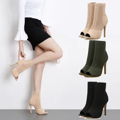 Knitted Sleeve Socks Boots Net Sandals