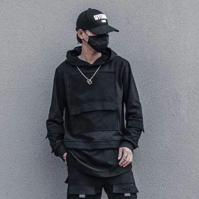 High Street Hip-hop Trendy Hooded Sweater Stitching